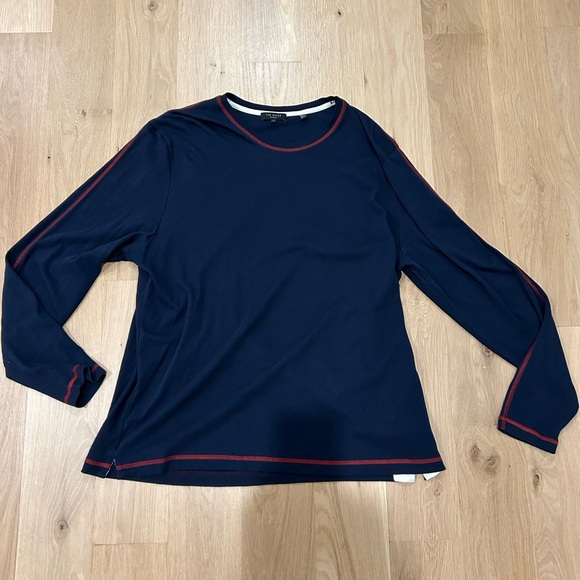 Ted Baker London Blue Red Stitch Long Sleeve Tee Size 7 - Picture 1 of 5